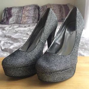 Silver/Sparkly Platform Pump Heels